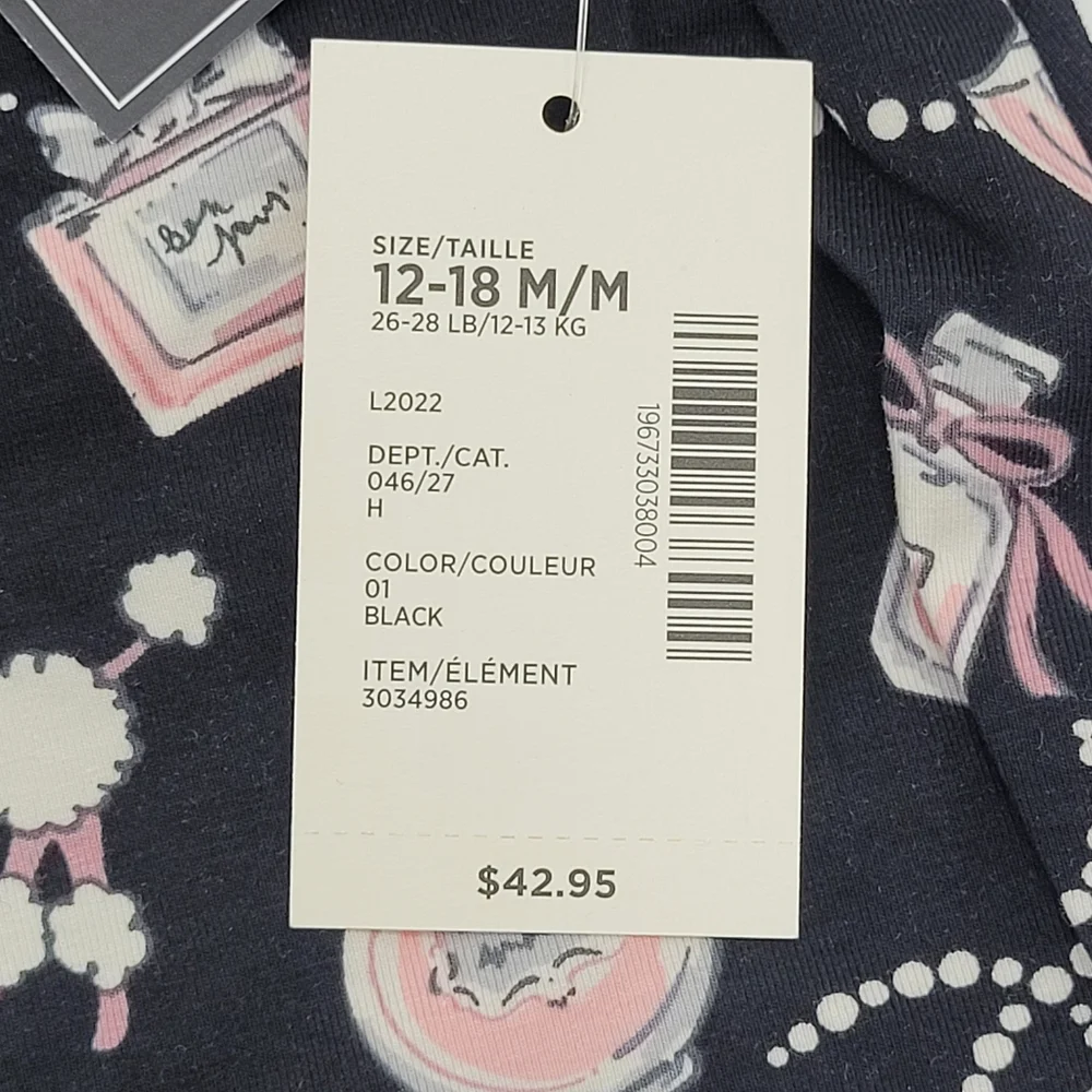 Gymboree Dress Black Pink Long Sleeve Tres Chic Collection Print Size 12-18m NEW